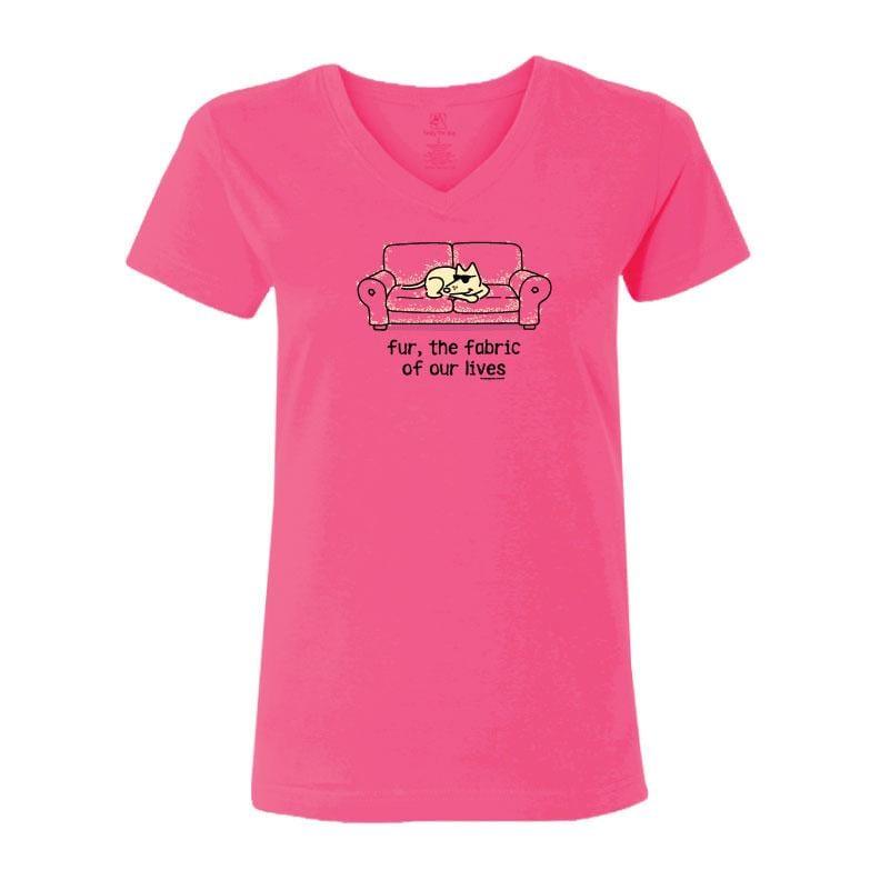 Fur, The Fabric Of Our Lives - Ladies T-Shirt V-Neck - Rocky & Maggie's Pet Boutique and Salon