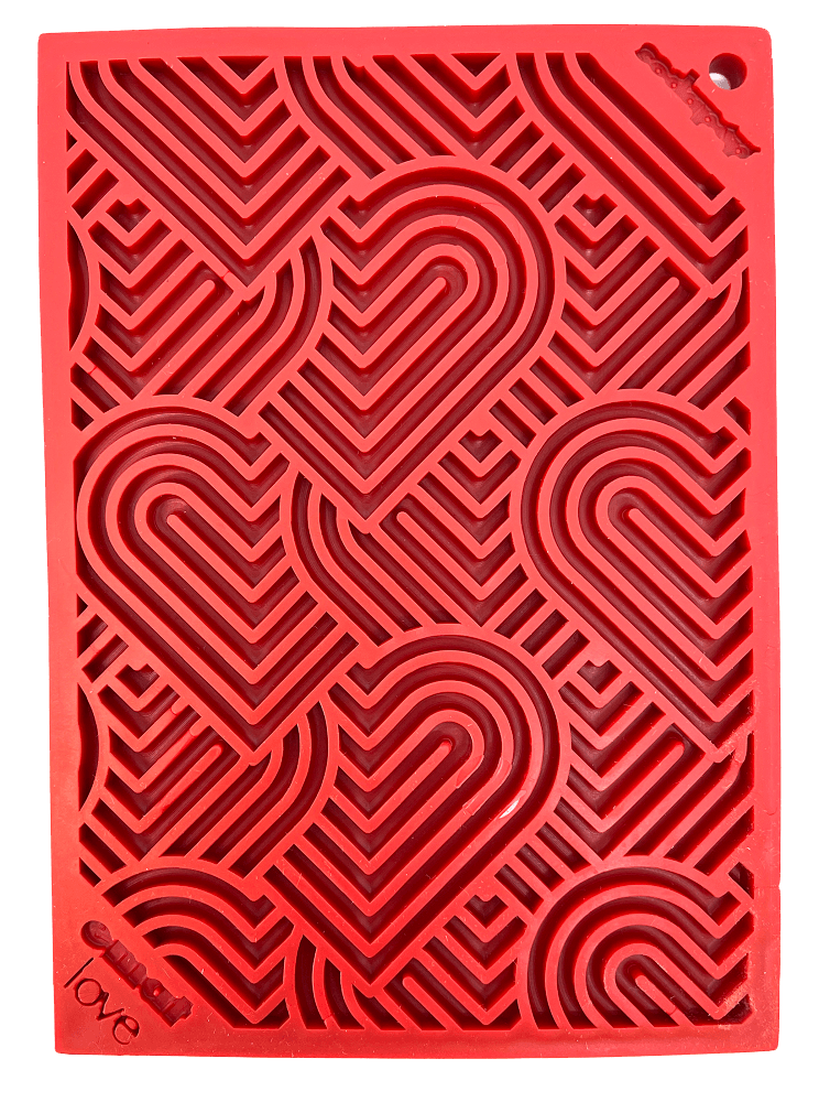 Heart Design Valentine Enrichment Lick Mat: Large - Rocky & Maggie's Pet Boutique and Salon