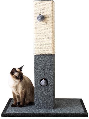 Natural Minimalist Cat Tree Cat Scratching Post with Natural Sisal Rope and Toys - Rocky & Maggie's Pet Boutique and Salon