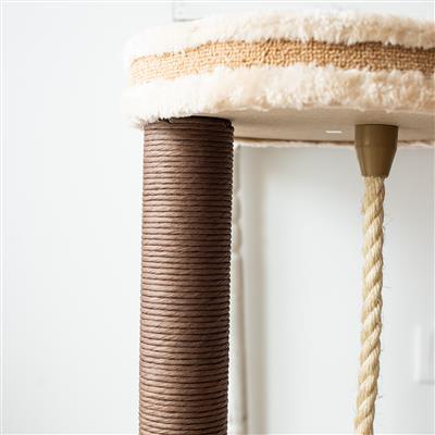 Catry, Cradle-Beige Cat Tree Cradle Bed with Recycled Paper Scratching Posts and Teasing Rope - Rocky & Maggie's Pet Boutique and Salon