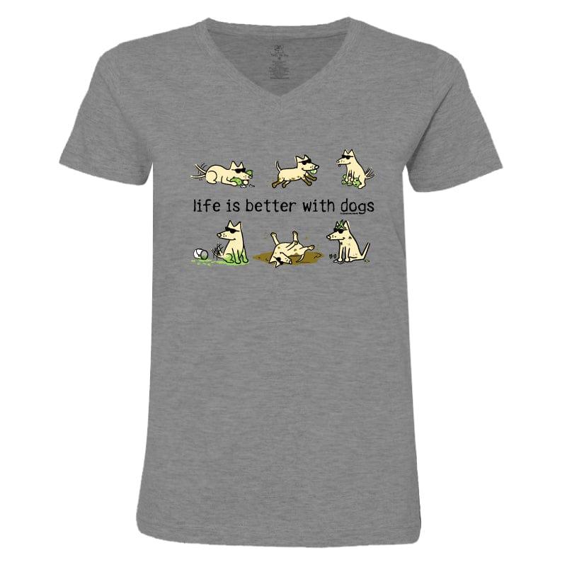 Life Is Better With Dogs - Ladies T-Shirt V-Neck - Rocky & Maggie's Pet Boutique and Salon