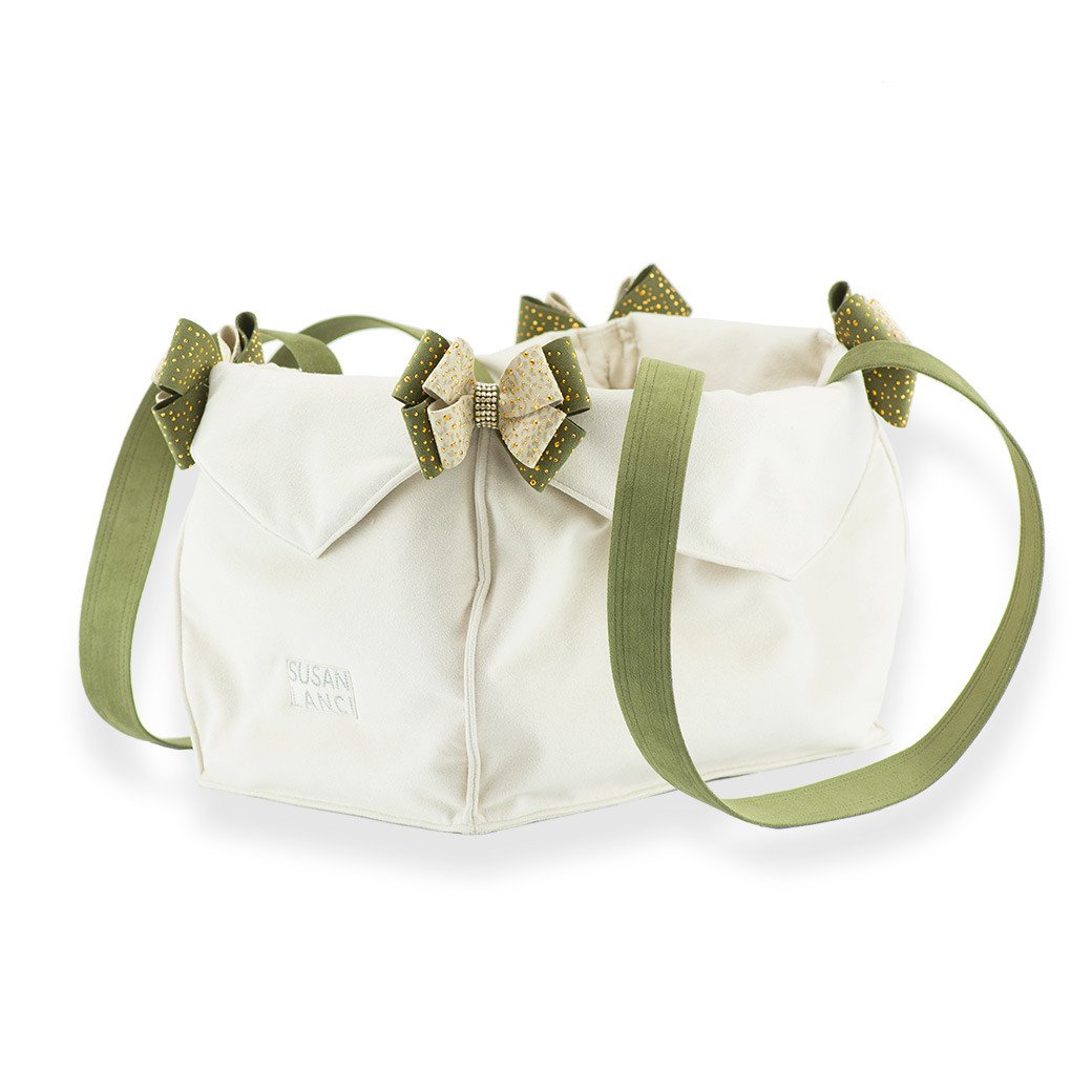Gold Stardust Doe & Olive Double Nouveau Bow Luxury Carrier