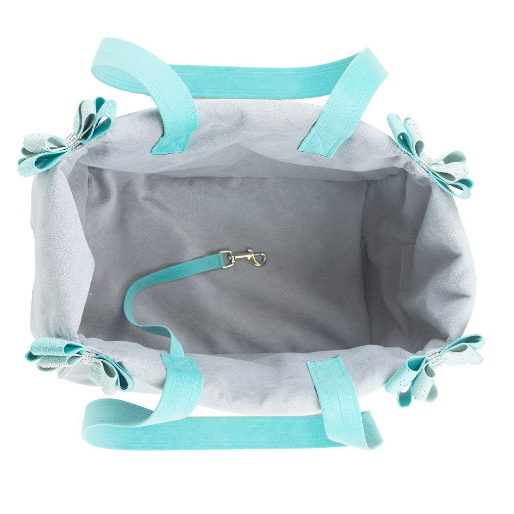 Silver Stardust Mint & Bimini Blue Double Nouveau Bow Luxury Carrier
