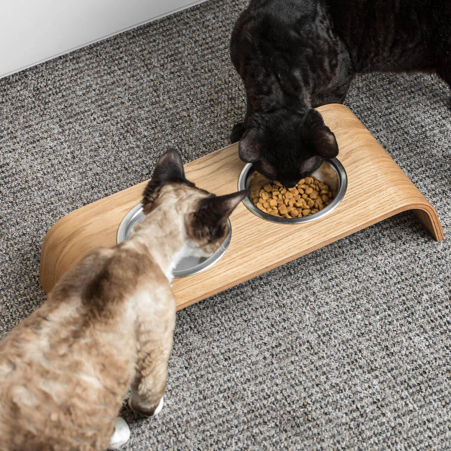 Wooden Elevated Stand for cats and dogs: Ash tree / 44x17x10 cm - Rocky & Maggie's Pet Boutique and Salon