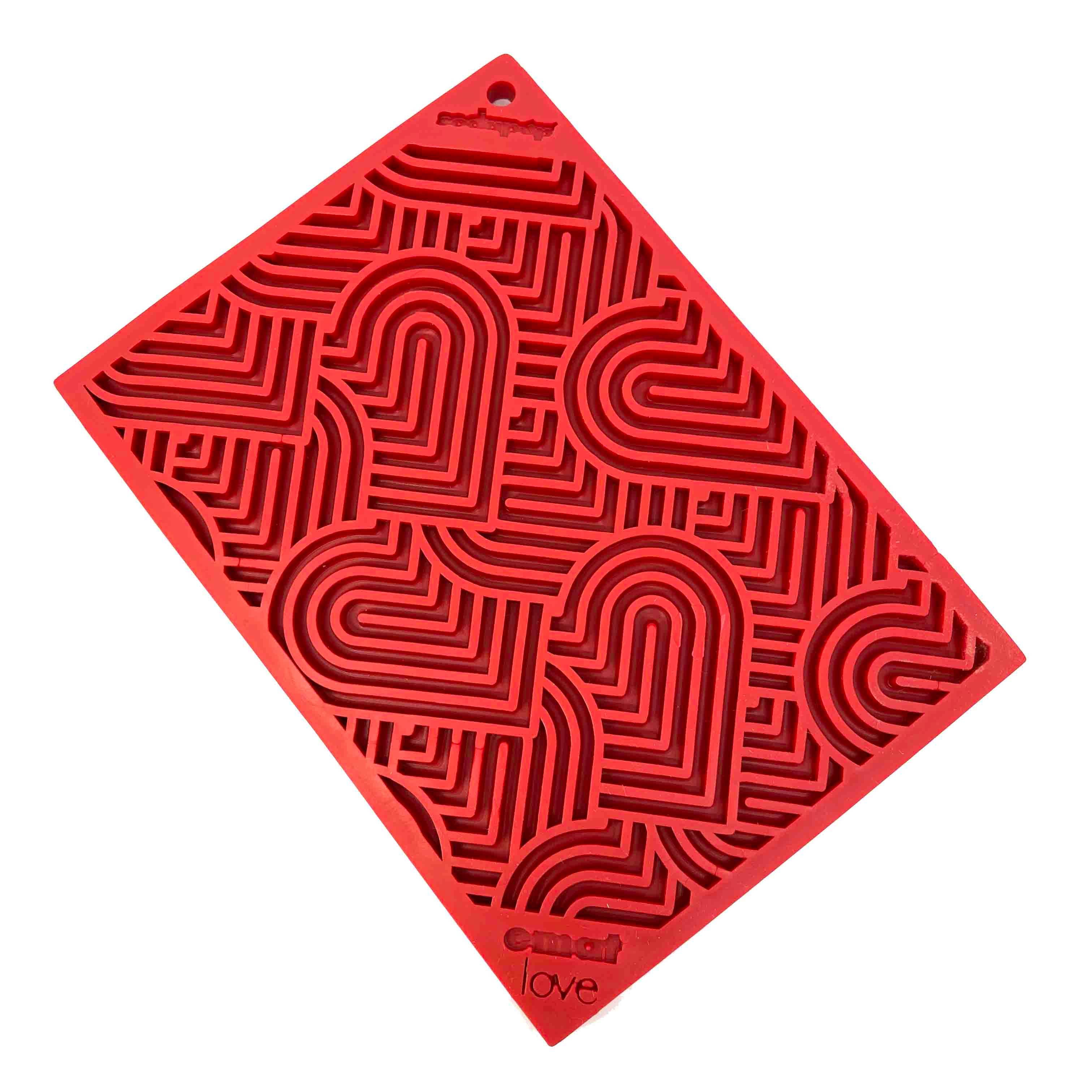 Heart Design Valentine Enrichment Lick Mat: Large - Rocky & Maggie's Pet Boutique and Salon