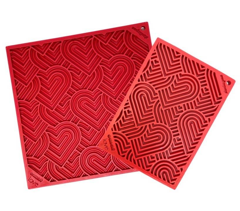 Heart Design Valentine Enrichment Lick Mat: Large - Rocky & Maggie's Pet Boutique and Salon