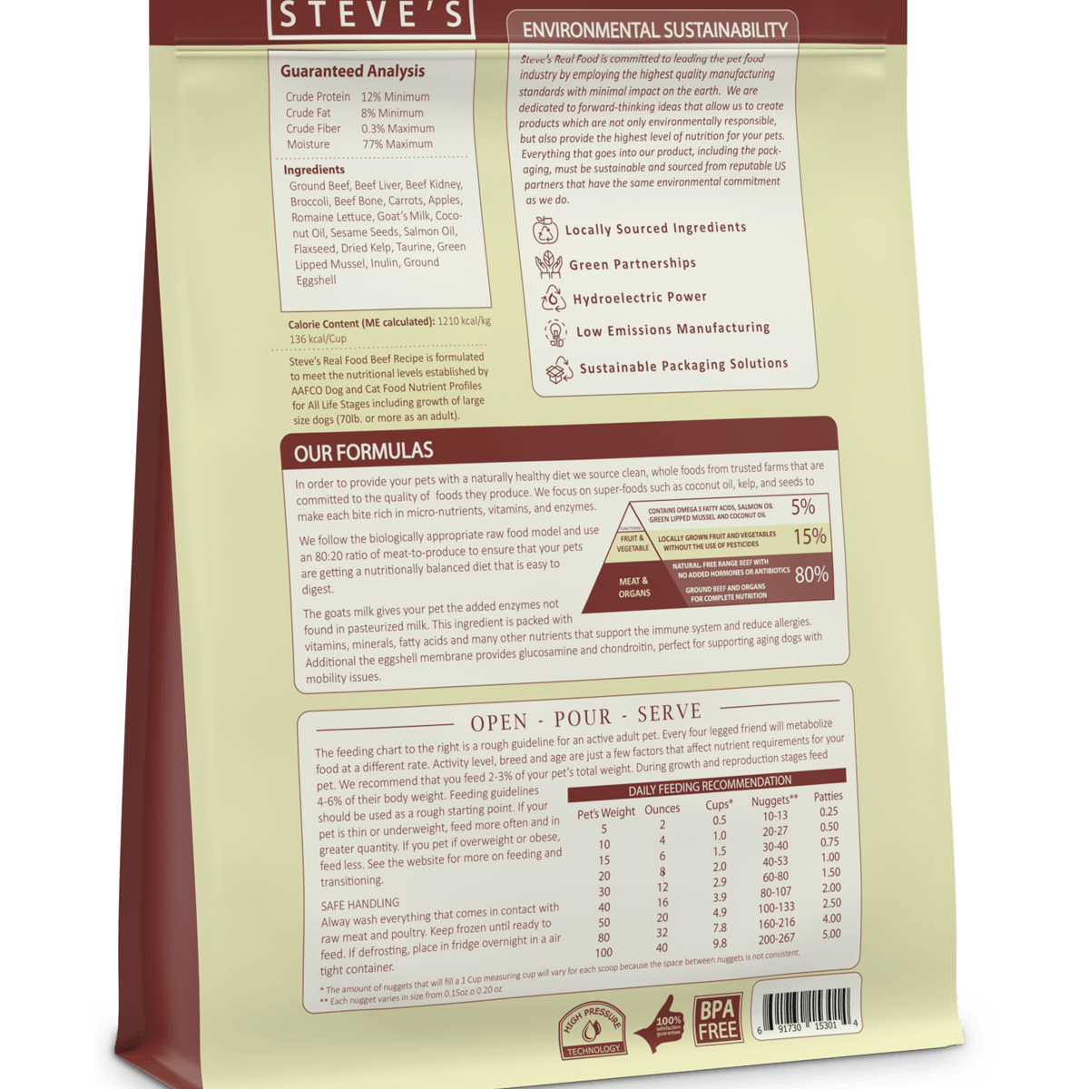 Steve's Real Food Raw Frozen Beef Diet Food For Dogs & Cats - Rocky & Maggie's Pet Boutique and Salon
