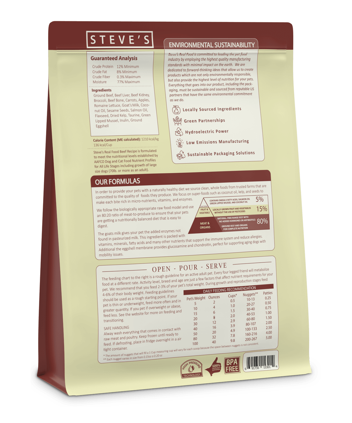 Steve's Real Food Raw Frozen Beef Diet Food For Dogs & Cats - Rocky & Maggie's Pet Boutique and Salon