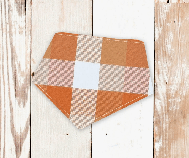 Orange Buffalo Plaid Flannel Dog Bandana - Rocky & Maggie's Pet Boutique and Salon
