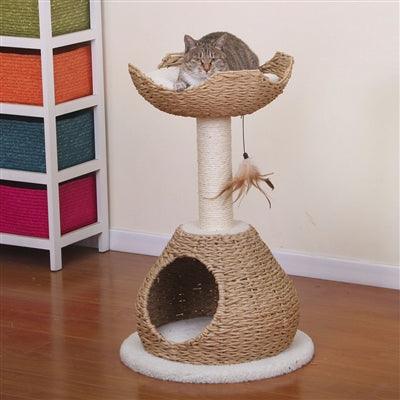 Walk Up Natural Aesthetic, Handwoven, Eco-Friendly, Sustainable Small Cat Tower - Rocky & Maggie's Pet Boutique and Salon