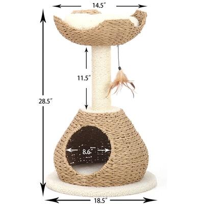 Walk Up Natural Aesthetic, Handwoven, Eco-Friendly, Sustainable Small Cat Tower - Rocky & Maggie's Pet Boutique and Salon