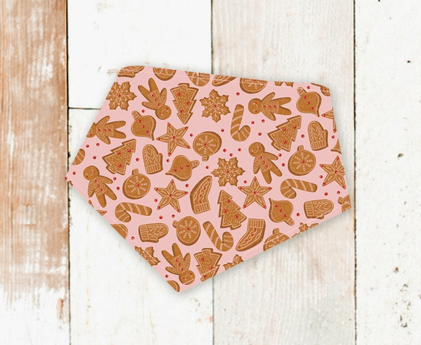 Pink Gingerbread Cookies Christmas Dog Bandana - Rocky & Maggie's Pet Boutique and Salon