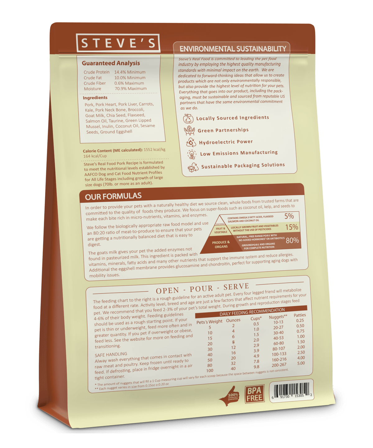 Steve's Real Food Raw Frozen Pork Diet Food For Dogs & Cats - Rocky & Maggie's Pet Boutique and Salon