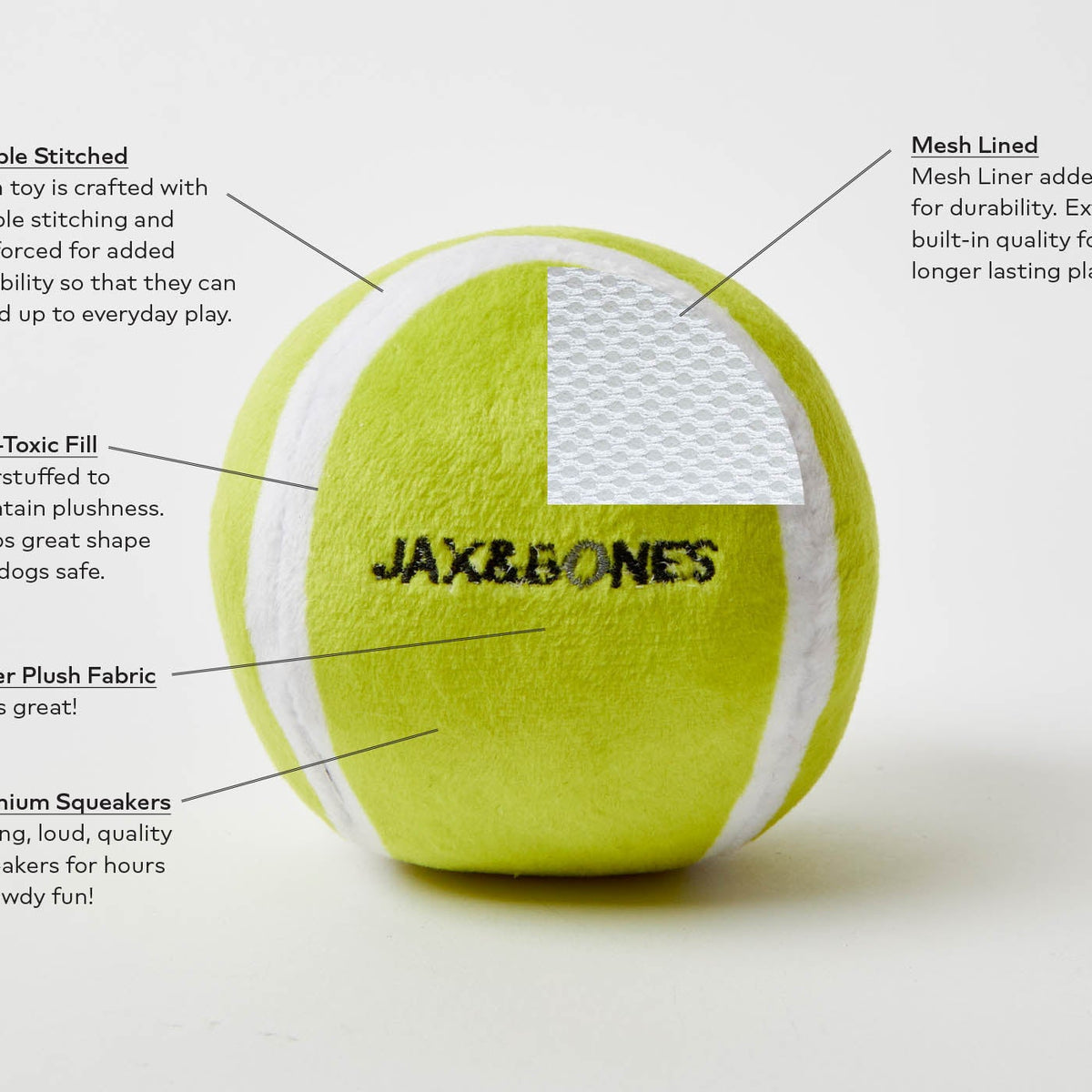 Jax & Bones 3-Inch Tennis Ball Plush Toy (3 Pack) - view 2