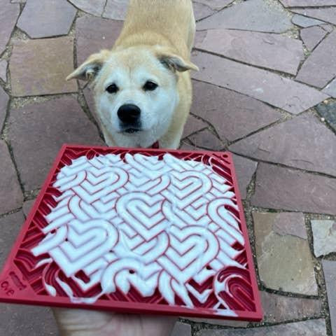 Heart Design Valentine Enrichment Lick Mat: Large - Rocky & Maggie's Pet Boutique and Salon