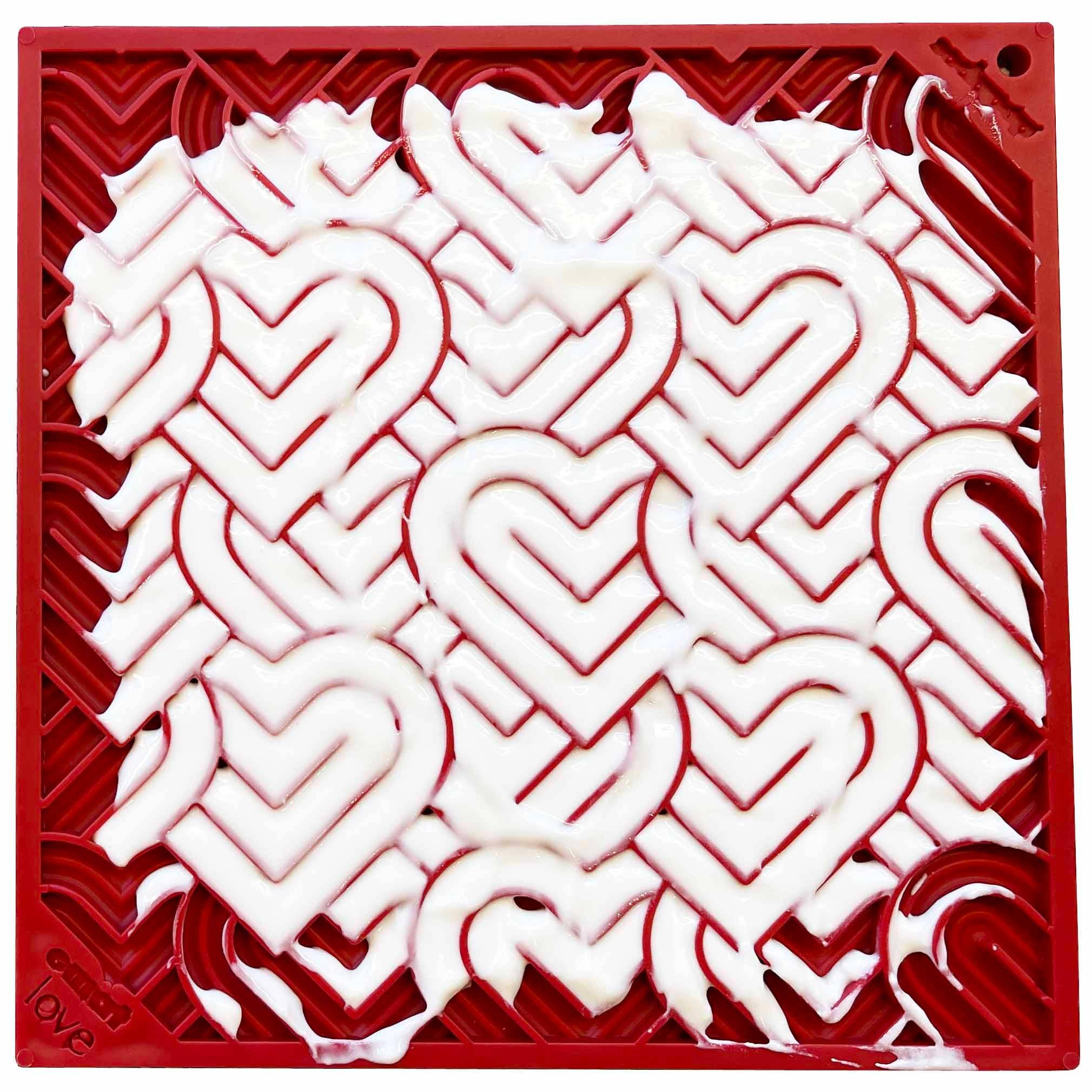 Heart Design Valentine Enrichment Lick Mat: Large - Rocky & Maggie's Pet Boutique and Salon
