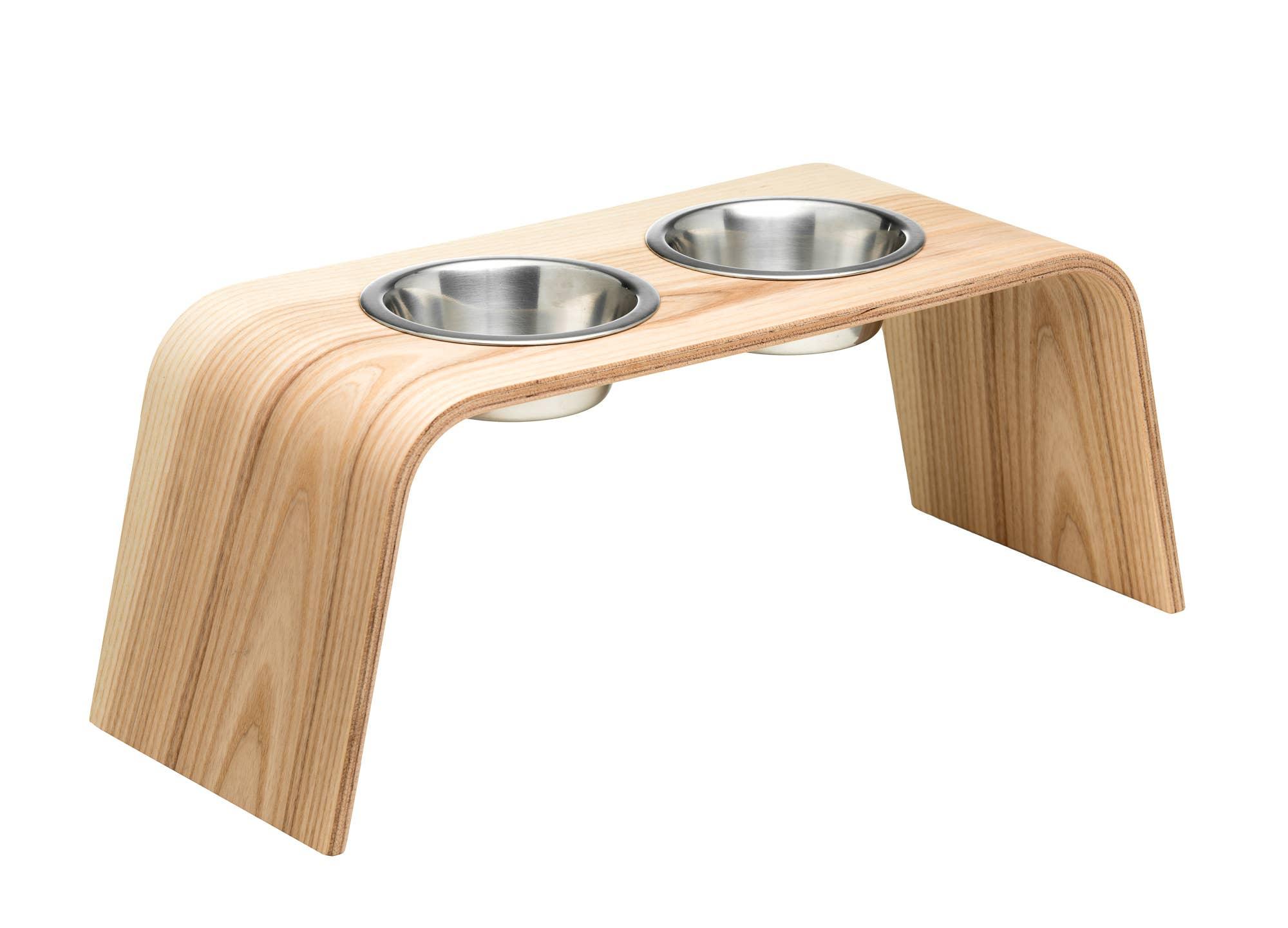 Wooden Elevated Stand for cats and dogs: Ash tree / 44x17x10 cm - Rocky & Maggie's Pet Boutique and Salon