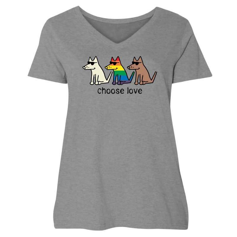 Choose Love - Ladies Curvy V-Neck Tee - Rocky & Maggie's Pet Boutique and Salon