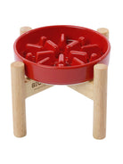 [Spark] Slow Feeder Dog Bowls - M / Blue / Wood Stand - Rocky & Maggie's Pet Boutique and Salon