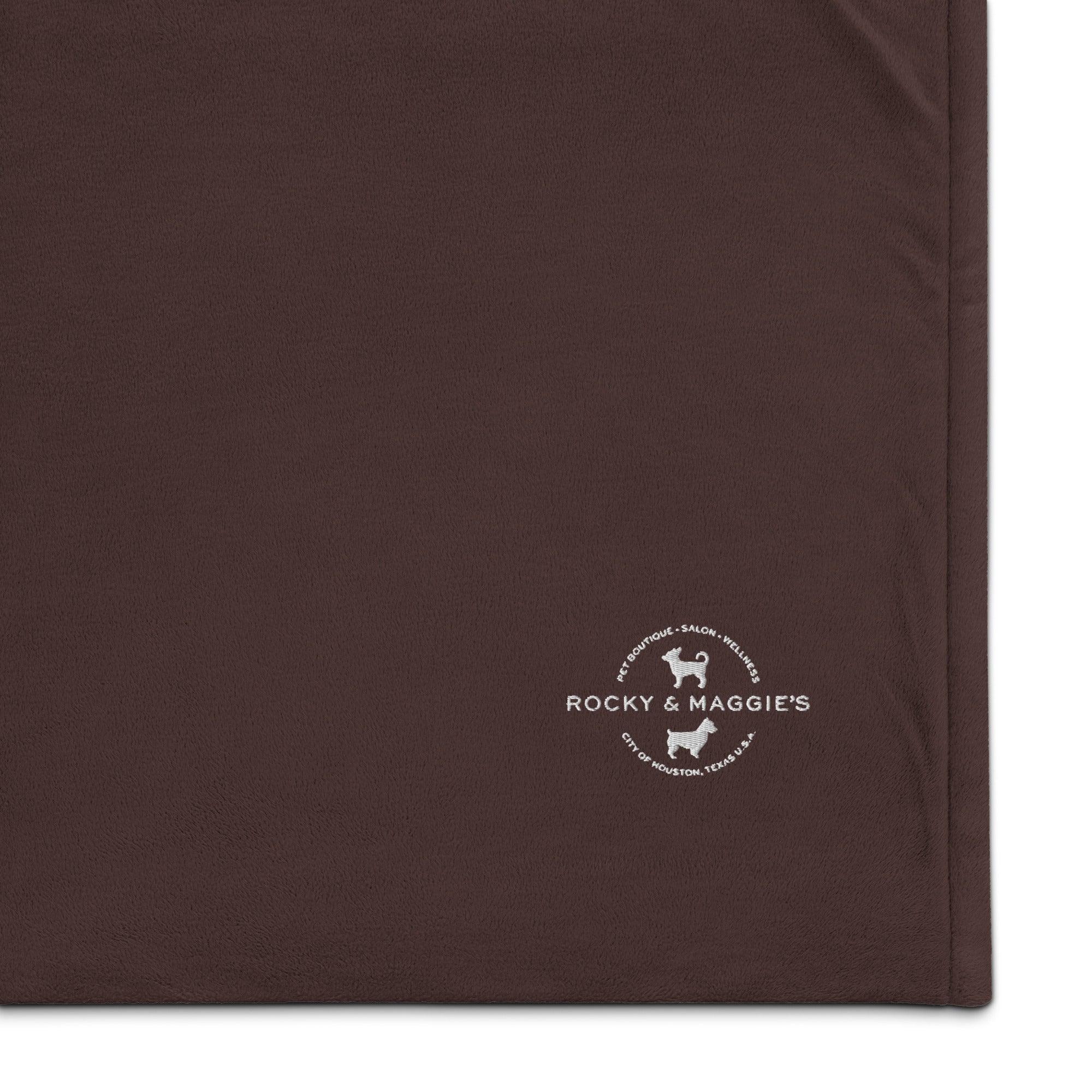 Rocky & Maggie's Premium sherpa blanket with logo - Rocky & Maggie's Pet Boutique and Salon