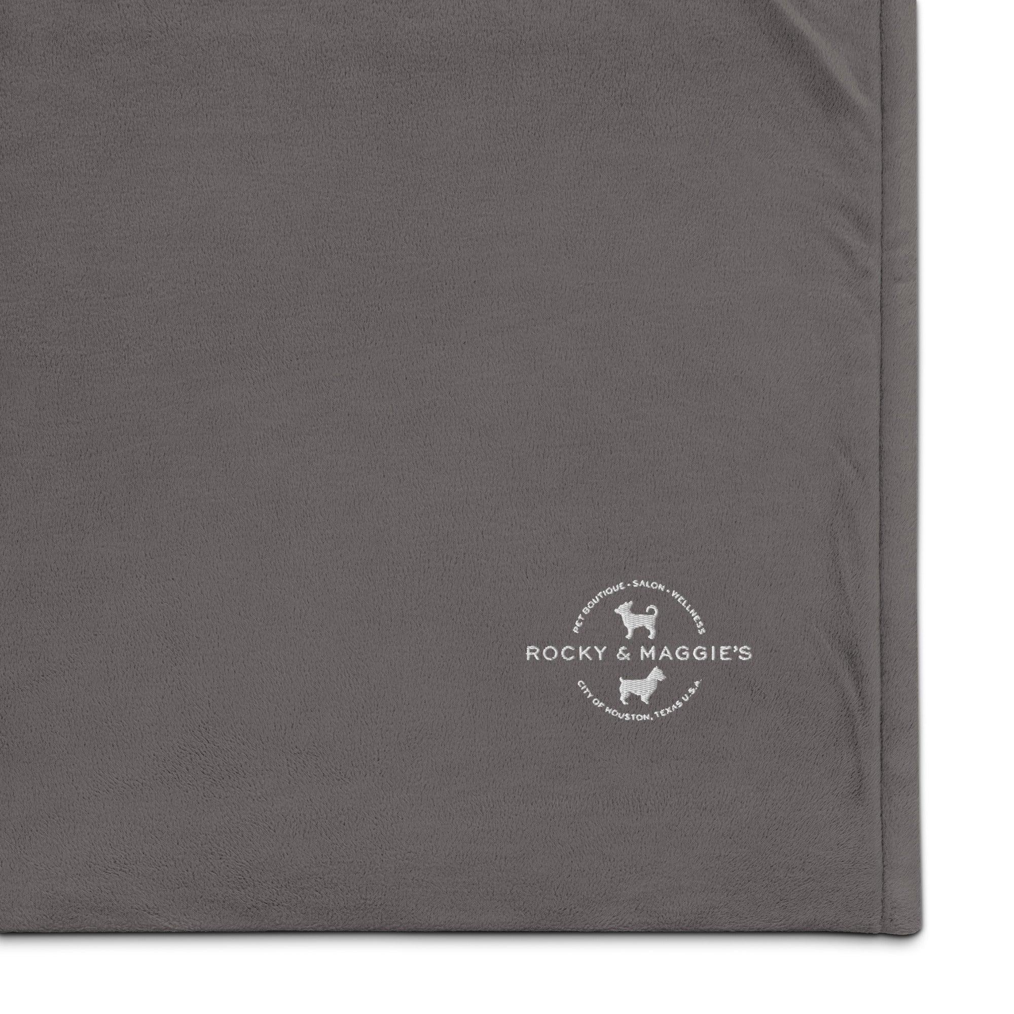 Rocky & Maggie's Premium sherpa blanket with logo - Rocky & Maggie's Pet Boutique and Salon
