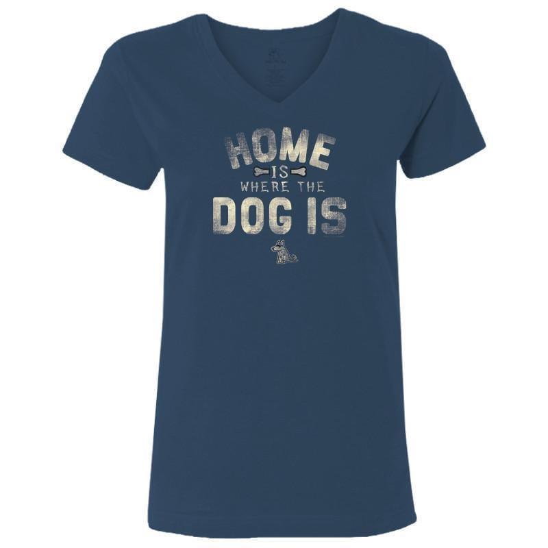 Home is Where the Dog Is - Ladies T-Shirt V-Neck - Rocky & Maggie's Pet Boutique and Salon