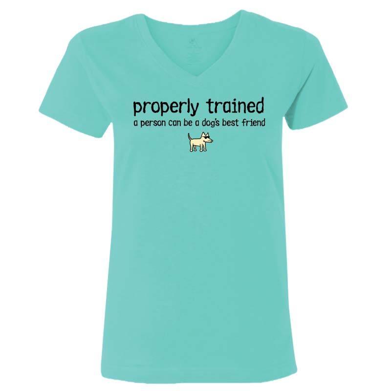 Properly Trained - Ladies T-Shirt V-Neck - Rocky & Maggie's Pet Boutique and Salon