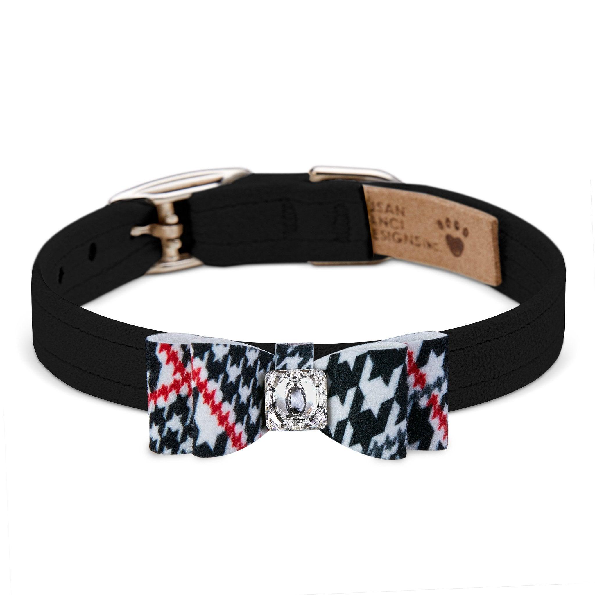 Glen Houndstooth Big Bow Collar - Rocky & Maggie's Pet Boutique and Salon