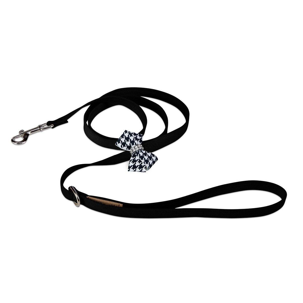 Black & White Houndstooth Nouveau Bow Leash - Rocky & Maggie's Pet Boutique and Salon