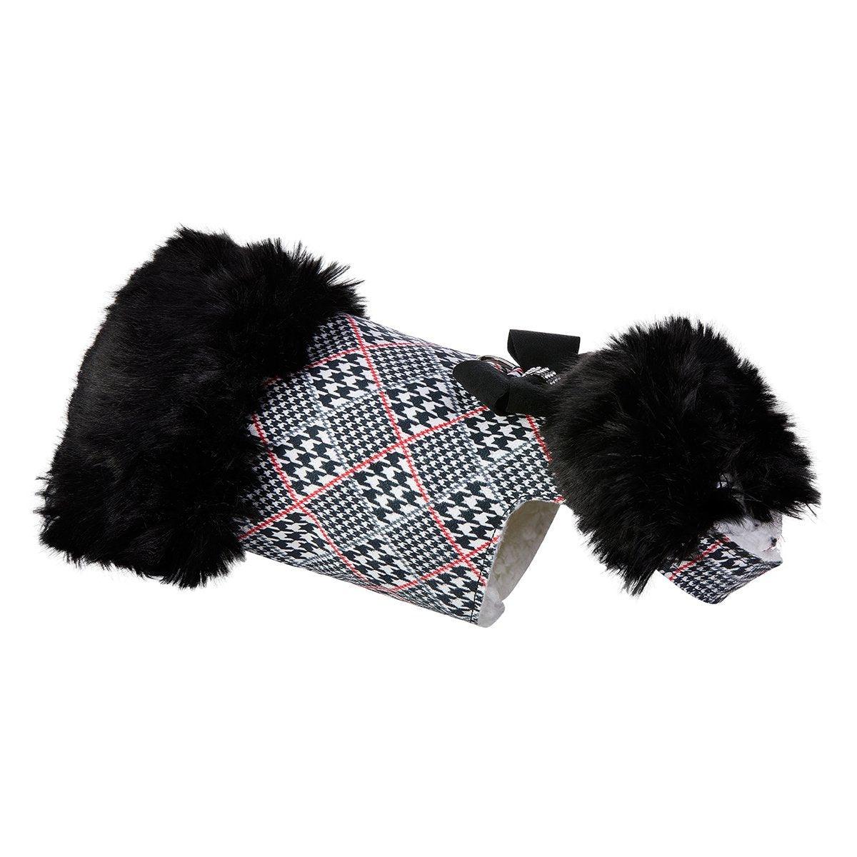 Glen Houndstooth Black Fur Coat - Rocky & Maggie's Pet Boutique and Salon