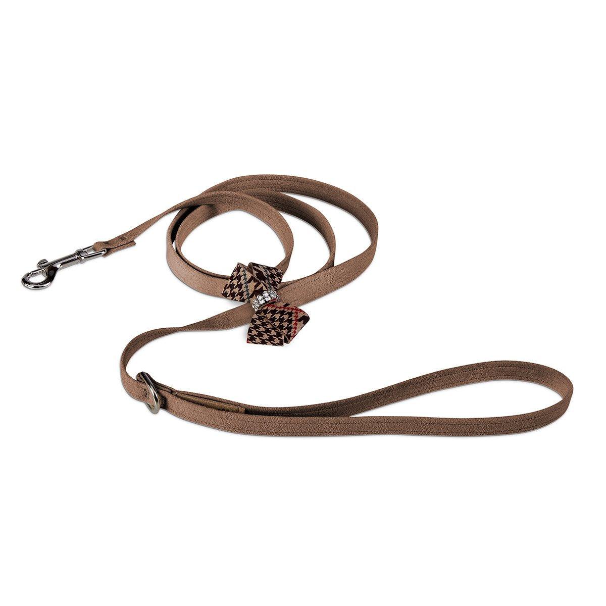Glen Houndstooth Nouveau Bow Leash - Rocky & Maggie's Pet Boutique and Salon