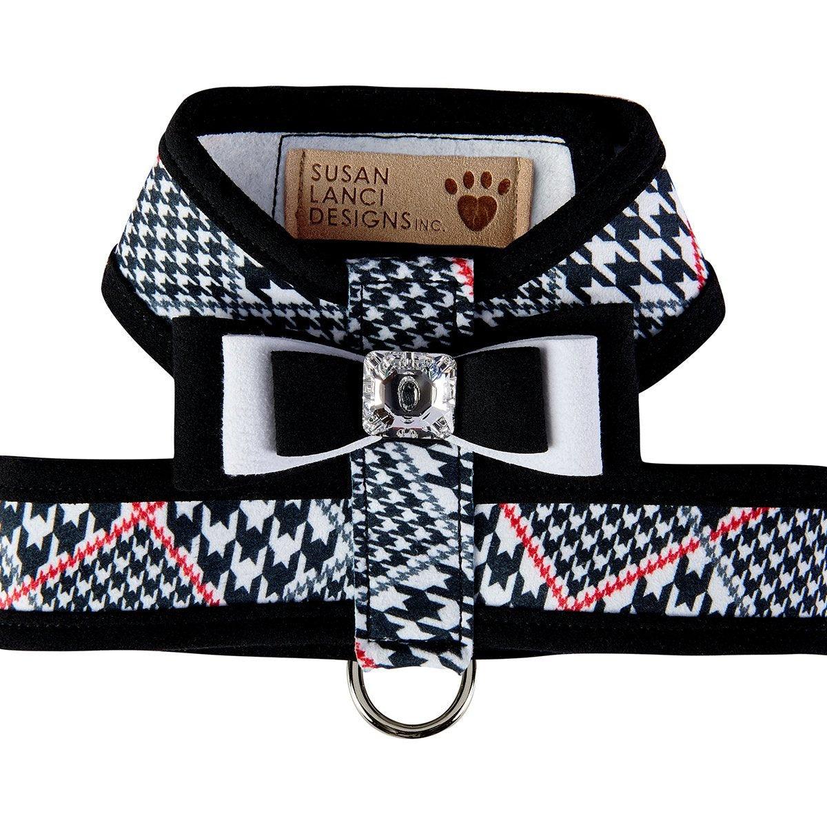 Glen Houndstooth Tinkie Harness with Really Big Bow and Trim - Rocky & Maggie's Pet Boutique and Salon