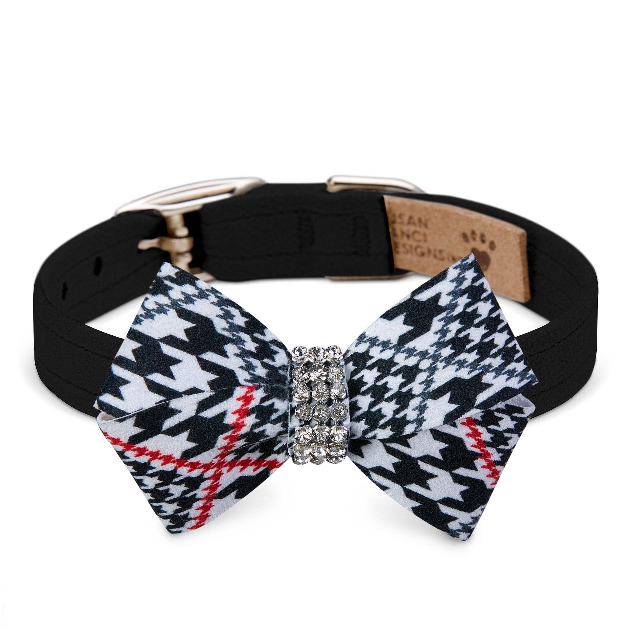 Glen Houndstooth Nouveau Bow Collar - Rocky & Maggie's Pet Boutique and Salon