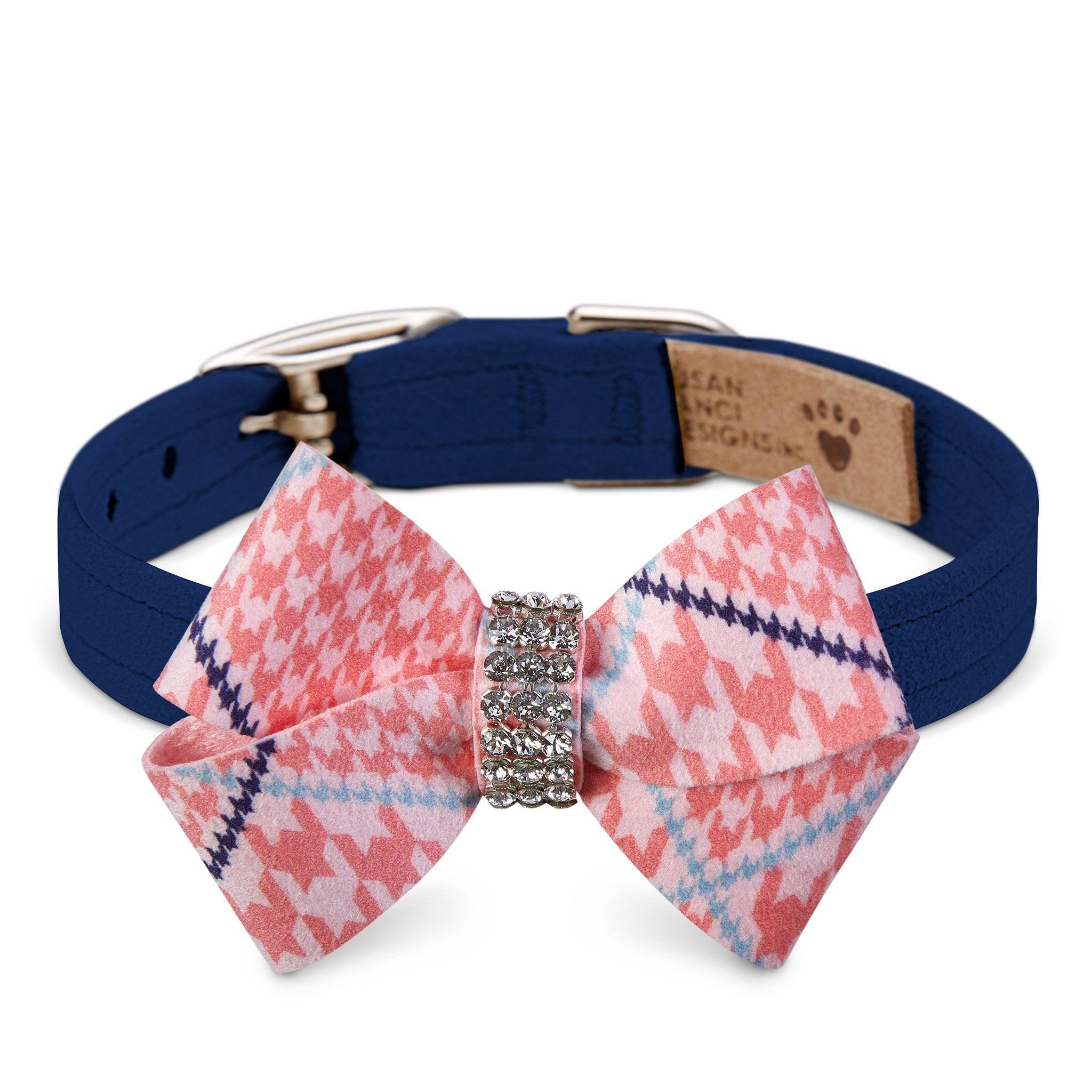 Glen Houndstooth Nouveau Bow Collar - Rocky & Maggie's Pet Boutique and Salon