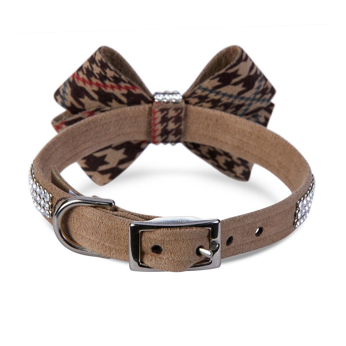 Glen Houndstooth Nouveau Bow 3 Row Giltmore Collar - Rocky & Maggie's Pet Boutique and Salon