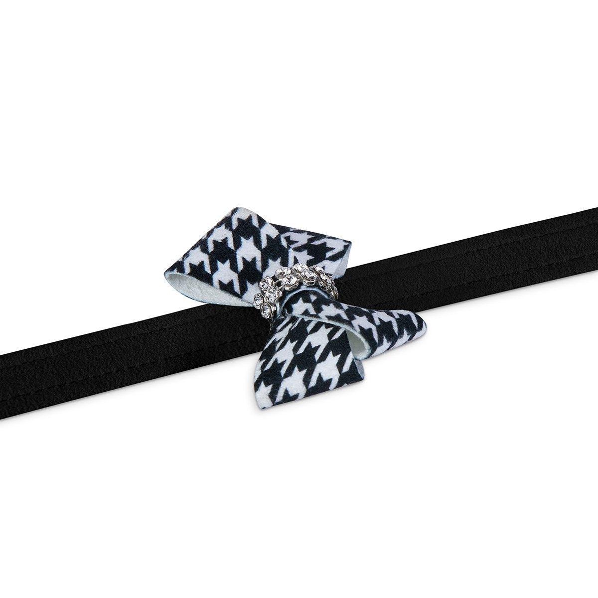 Black & White Houndstooth Nouveau Bow Leash - Rocky & Maggie's Pet Boutique and Salon