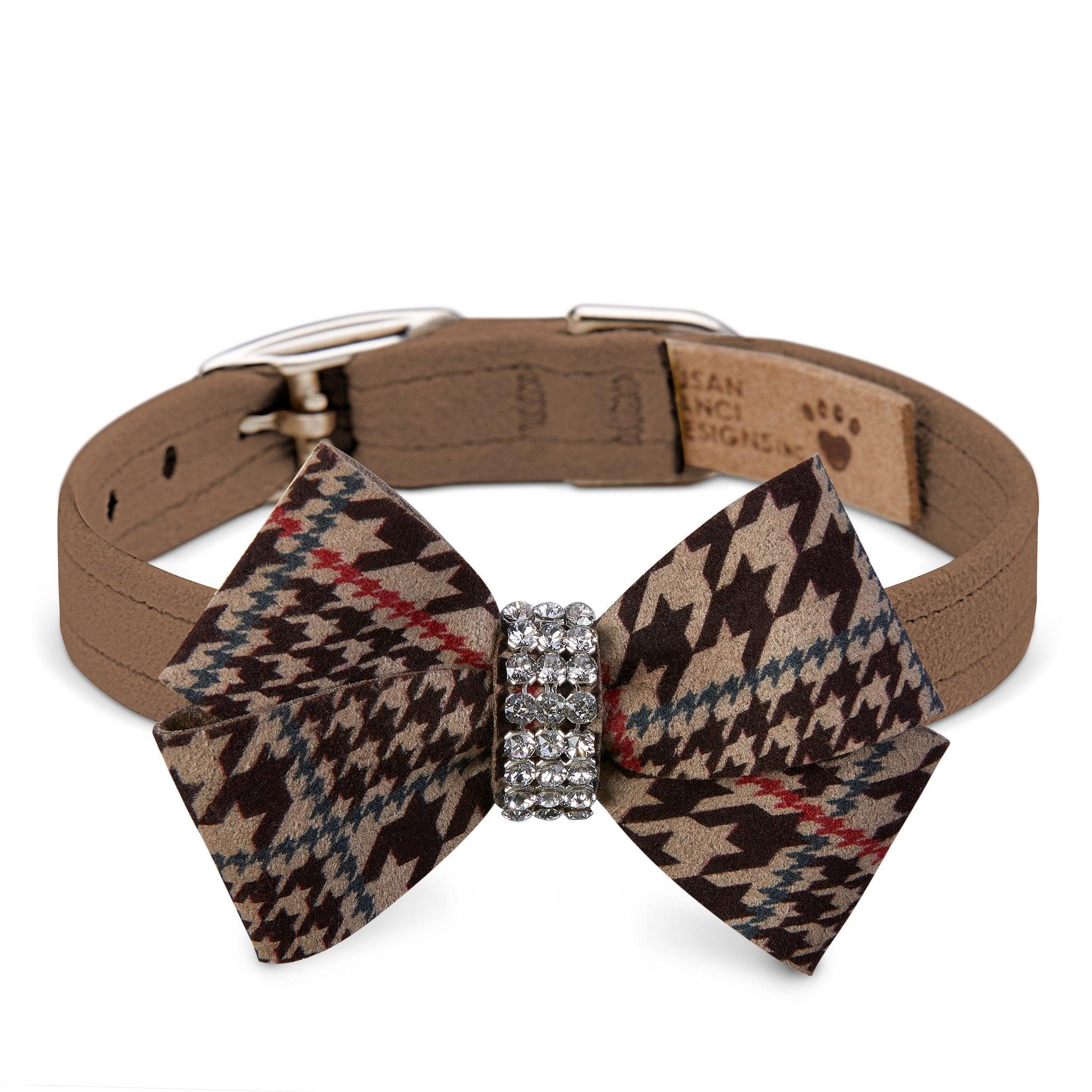 Glen Houndstooth Nouveau Bow Collar - Rocky & Maggie's Pet Boutique and Salon