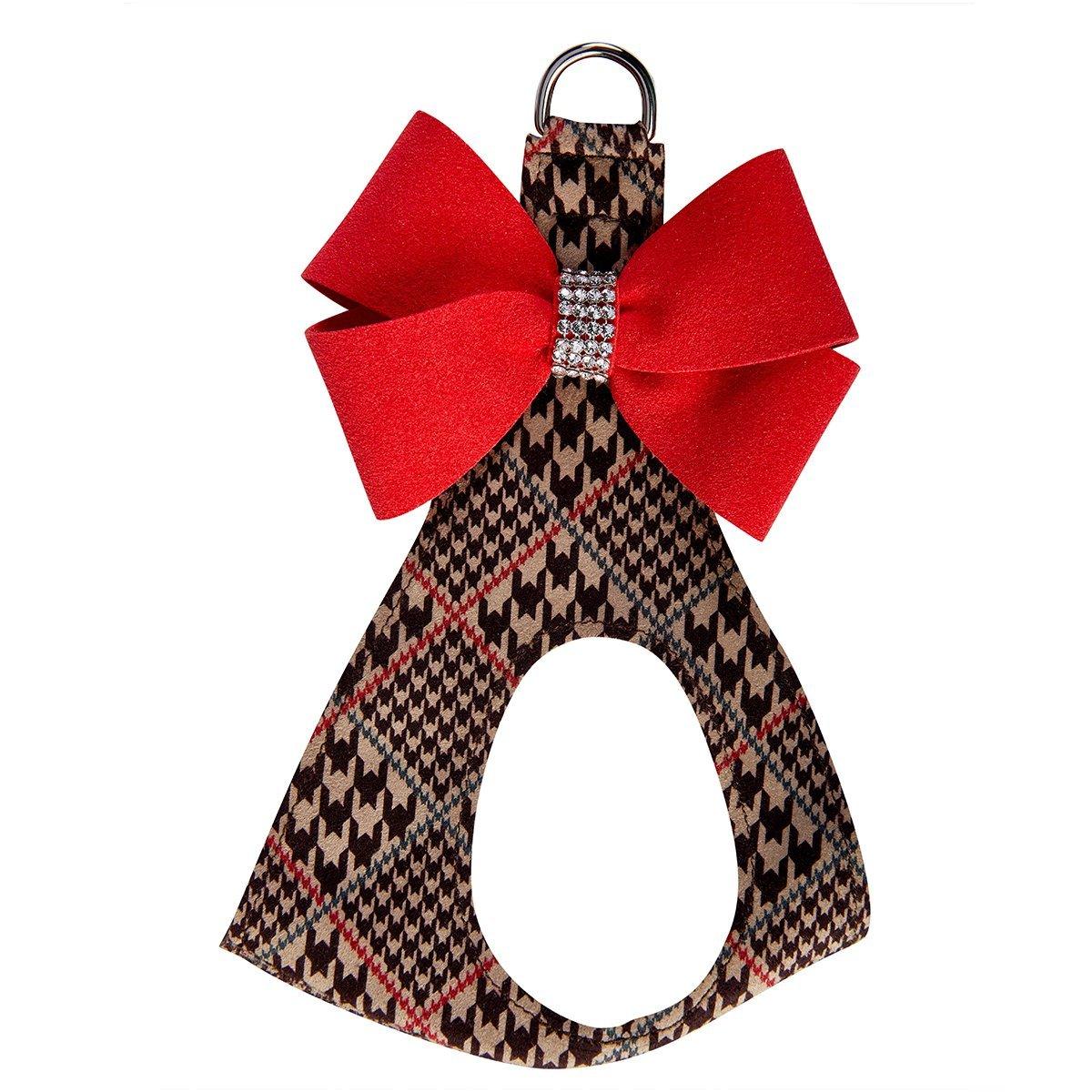 Chocolate & Red Glen Houndstooth Nouveau Bow Step In Harness - Rocky & Maggie's Pet Boutique and Salon