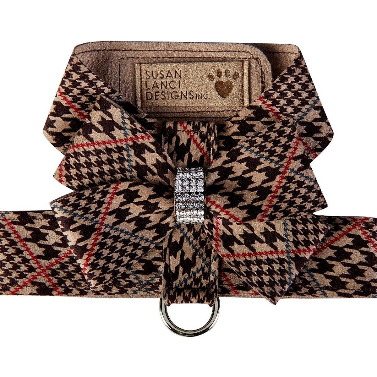 Glen Houndstooth Nouveau Bow Tinkie Harness - Rocky & Maggie's Pet Boutique and Salon
