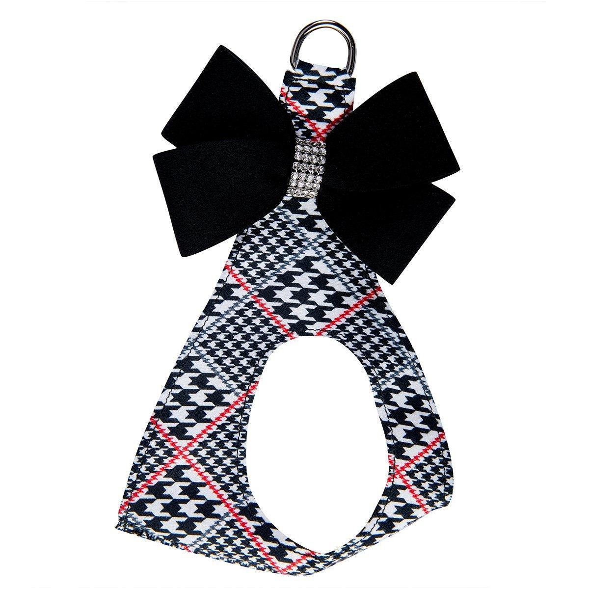 Black & White Glen Houndstooth Nouveau Bow Step In Harness - Rocky & Maggie's Pet Boutique and Salon