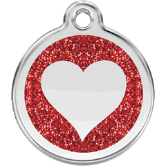 Red Dingo Stainless Steel with Glitter Dog Tag - Rocky & Maggie's Pet Boutique and Salon