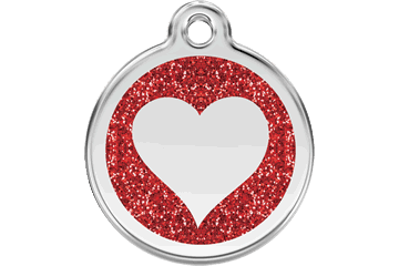 Red Dingo Stainless Steel with Glitter Dog Tag - Rocky & Maggie's Pet Boutique and Salon