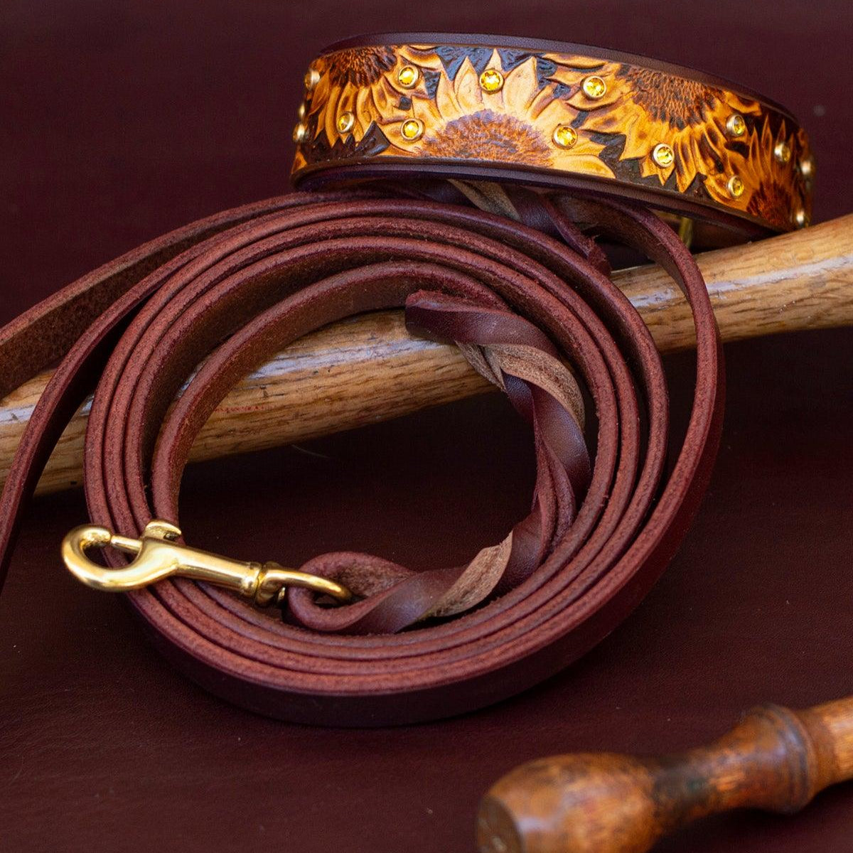 Sunflowers Leather Collar - Rocky & Maggie's Pet Boutique and Salon