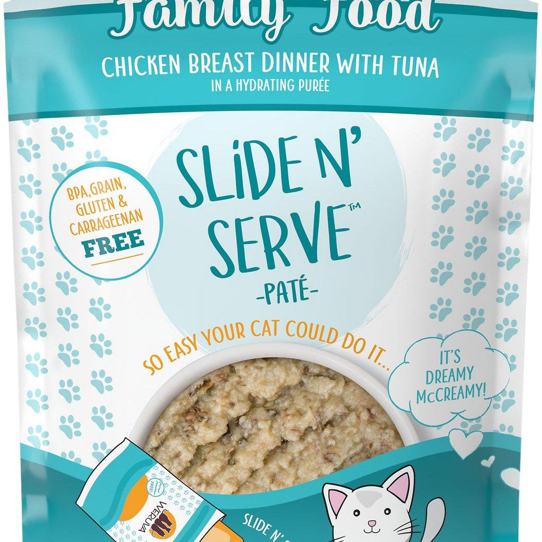 Weruva Slide N' Serve Family Food Chicken Breast Dinner with Tuna Pate Grain-Free Cat Food Pouches - Rocky & Maggie's Pet Boutique and Salon