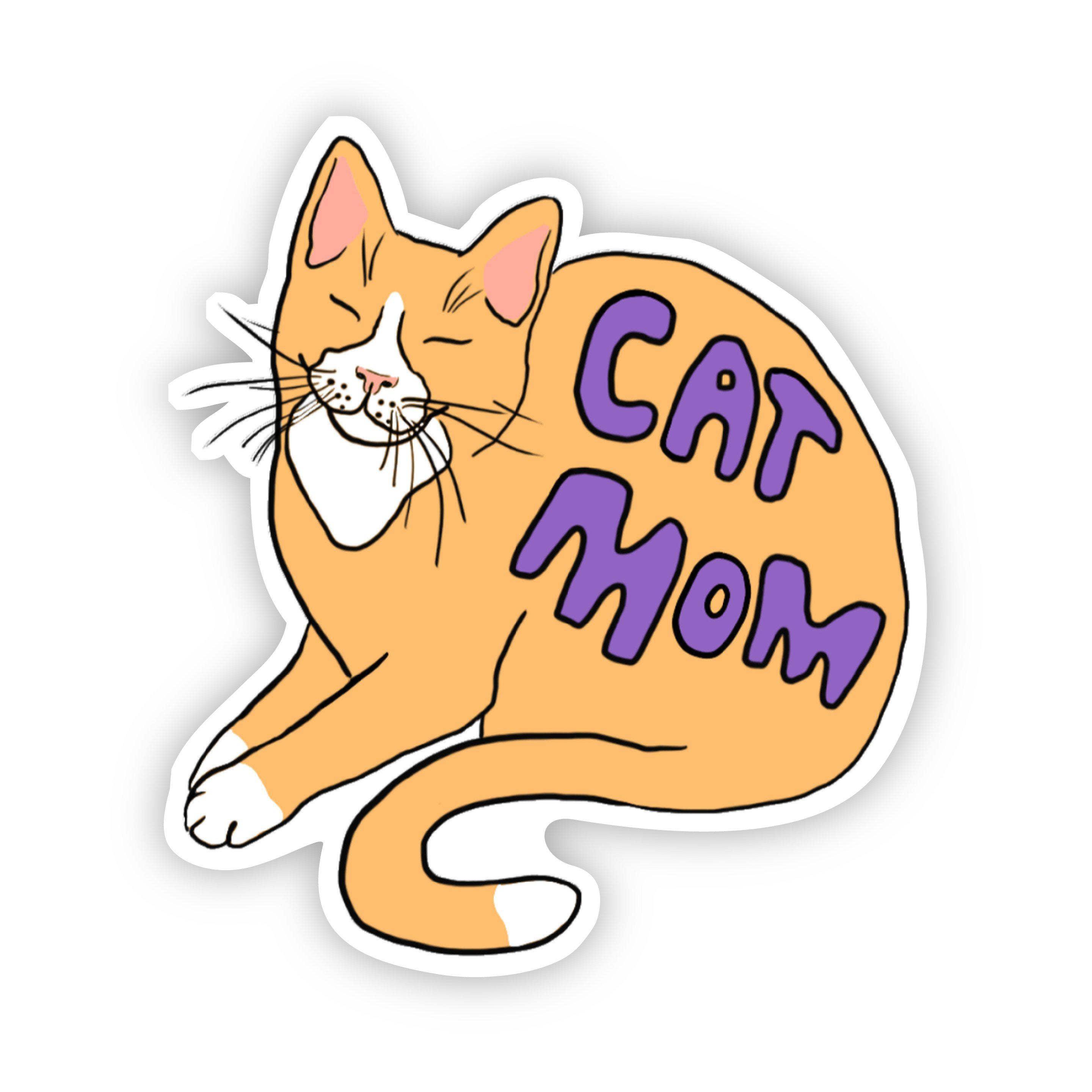 Cat Mom Sticker Purple Lettering - Rocky & Maggie's Pet Boutique and Salon