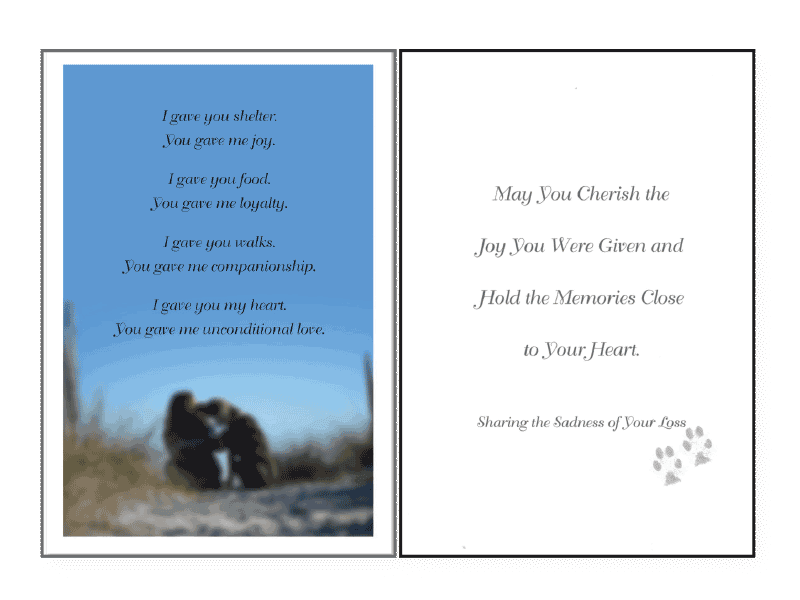 I Gave, You Gave Sympathy Card - Rocky & Maggie's Pet Boutique and Salon