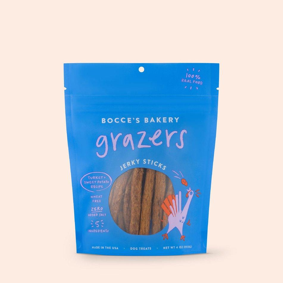 Bocce's Grazers Turkey & Sweet Potato Jerky Sticks - Rocky & Maggie's Pet Boutique and Salon