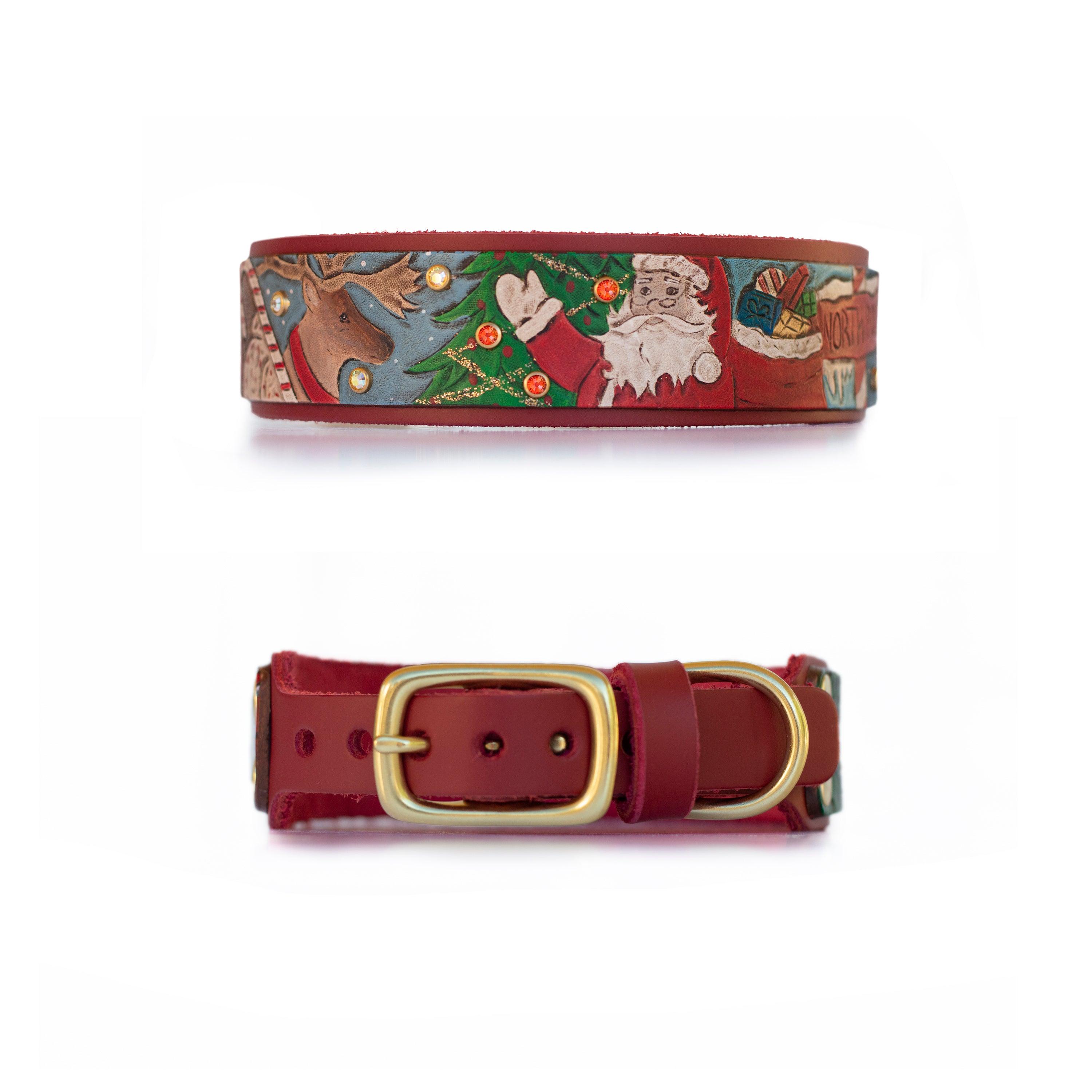 Vintage Christmas Leather Collar (Limited Edition) - Rocky & Maggie's Pet Boutique and Salon