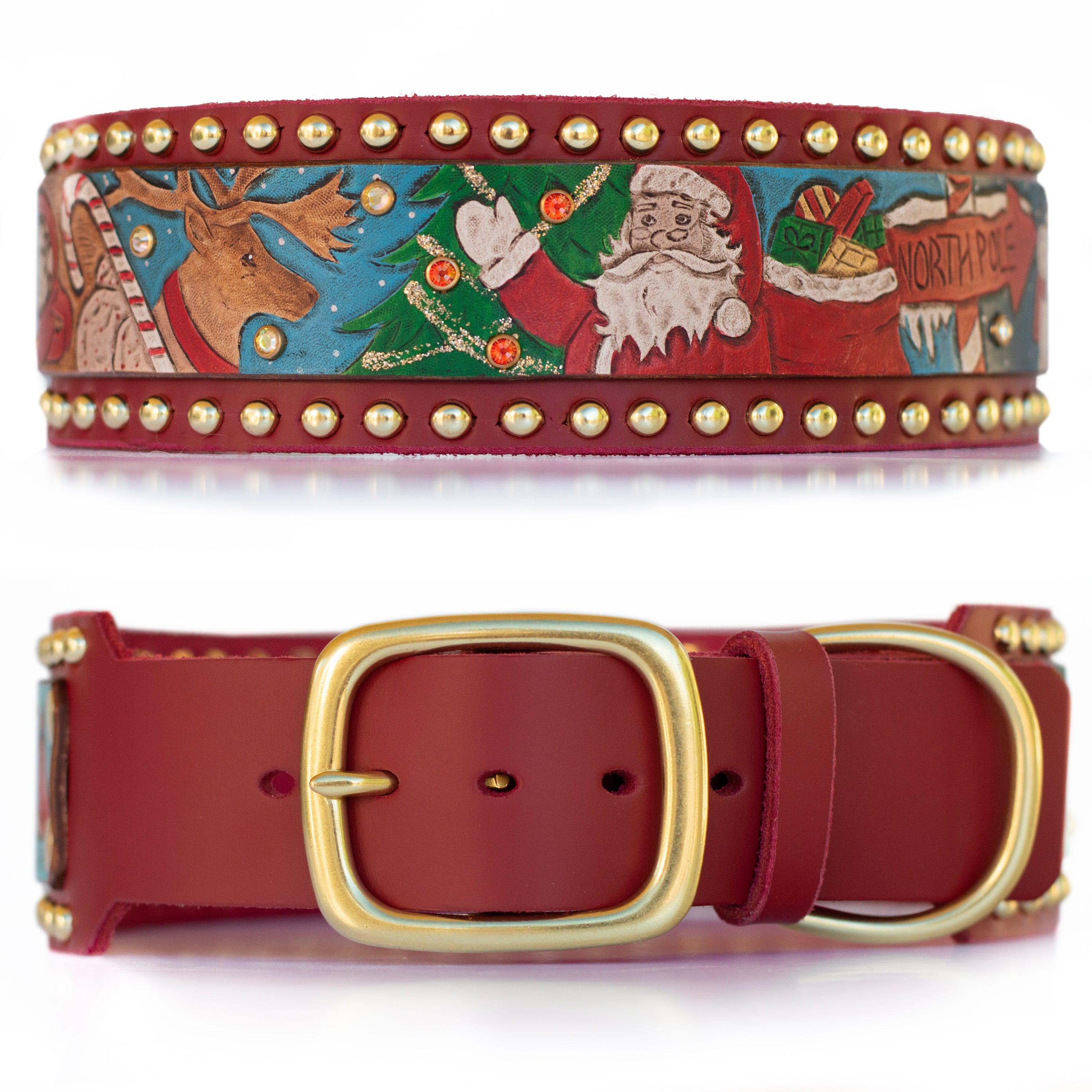 Vintage Christmas Leather Collar (Limited Edition) - Rocky & Maggie's Pet Boutique and Salon