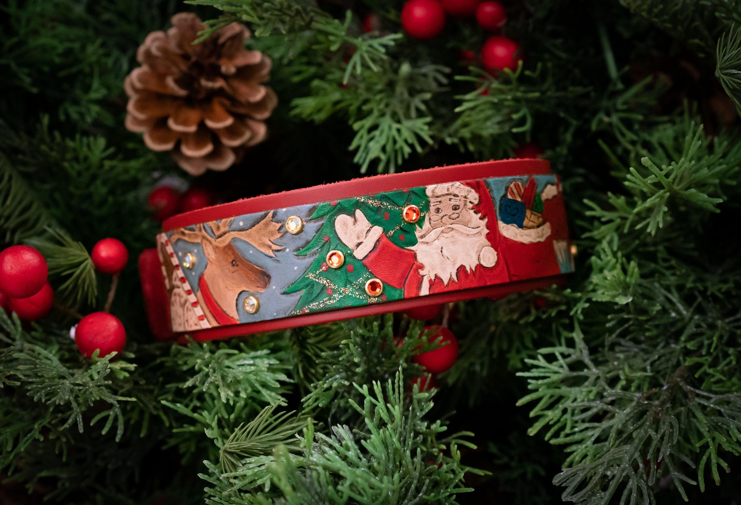 Vintage Christmas Leather Collar (Limited Edition) - Rocky & Maggie's Pet Boutique and Salon